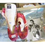 ROBIN REED BOOTS AND PHOTOGRAPH. Pair of signed boxing boots and photograph of Robin Reed, Olympic