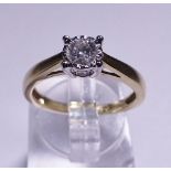 GOLD DIAMOND RING. 9ct yellow gold diamond solitaire ring, ,25ct, size L