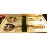 ROYAL CROWN DERBY SALAD SERVER. Boxed Royal Crown Derby ceramic handled salad servers