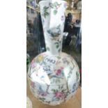 LARGE ORIENTAL VASE. Large Oriental bulbous vase in floral and bird pattern, H ~ 33cm