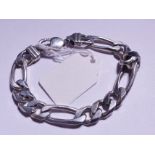 SILVER FIGARO BRACELET. Sterling silver solid gents Figaro bracelet