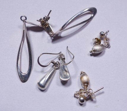 SILVER EARRINGS. Three pairs of 925 silver earrings