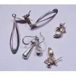 SILVER EARRINGS. Three pairs of 925 silver earrings