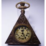 BRASS MASONIC CLOCK. Brass Masonic triangular clock