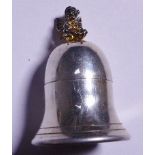 SILVER PILL BOX. Hallmarked silver bell shaped pill box? with pixie seated on top