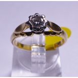 1950S DIAMOND SOLITAIRE RING. 18ct gold vintage 1950s diamond solitaire ring, size L