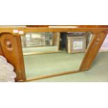 OVERMANTLE MIRROR. Oak carved overmantle mirror, 137 x 83cm