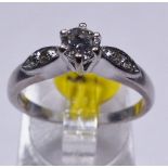 GOLD DIAMOND SOLITAIRE RING. 18ct gold diamond solitaire ring, size P
