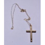 GOLD CROSS AND CHAIN. 9ct gold cross pendant and chain