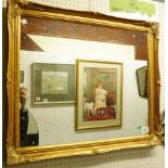 GILT FRAMED MIRROR. Gilt framed wall hanging mirror 69 x 58cm