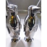 COCKTAIL SHAKERS. Pair of Art Deco style penguin cocktail shakers, H ~ 22cm
