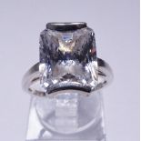 SILVER CZ RING. 925 silver CZ set ring, size N