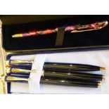 PEN SET AND BALLPOINT PEN. Boxed modern pen set and boxed decorative ballpoint pen
