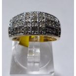 GOLD CLUSTER RING. 9ct gold diamond cluster ring, size N