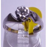 18CT WHITE GOLD DIAMOND SOLITAIRE RING. 18ct white gold vintage 1976 diamond solitaire ring, size I