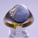 SILVER OVAL SIGNET RING. Silver gents oval signet ring, size W