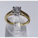 GOLD DIAMOND RING. 9ct yellow gold diamond solitaire ring, ,25ct, size L