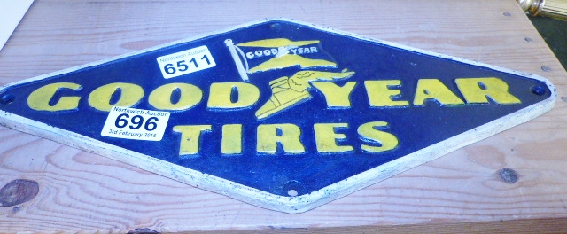 CAST IRON GOODYEAR SIGN. Cast iron Goodyear sign, L ~ 39cm