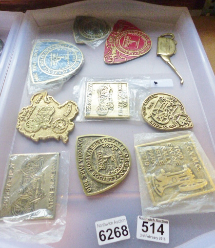 VINTAGE RALLY PLAQUES. Tray of vintage transport rally plaques