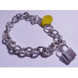 SILVER BELCHER BRACELET WITH PADLOCK. Sterling silver solid belcher bracelet with sterling silver