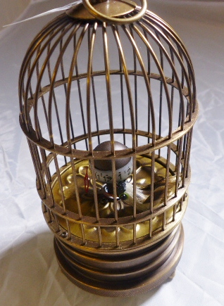 SMALL BIRD CAGE CLOCK. Brass small bird cage clock, H ~ 15cm