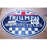 CAST IRON TRIUMPH SIGN. Cast iron Triumph sign, D ~ 22cm