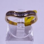 GOLD WISHBONE RING. 18ct gold 0.20ct diamond wishbone ring, size O