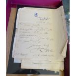 VINTAGE THEATRICAL AUTOGRAPHS. Box of theatrical autographs and ephemera, mostle Victorian