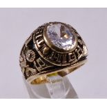 10CT COLLEGE RING. 10ct gold large American college ring, size X