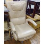 LARUSA RECLINING CHAIR. Larusa leather upholstered reclining chair on swivel base
