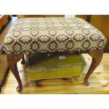 TWO VINTAGE STOOLS. Two upholstered top vintage stools