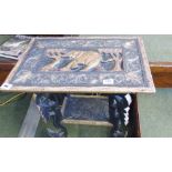 CARVED ORIENTAL TABLE. Heavily hand carved Oriental table with ornate top