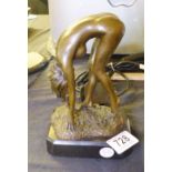 BRONZE FIGURINE. Bronze nude bending over H ~ 20cm