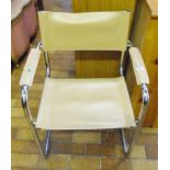 LEATHER CHAIR. Chrome framed leather chair