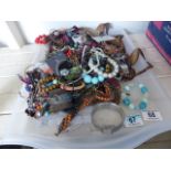 Tray of unsorted costume jewellery