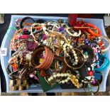 Tray of mixed unsorted costume jewellery