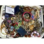 Tray of mixed unsorted costume jewellery