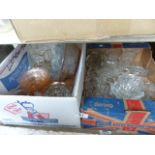 Two boxes of mixed glassware