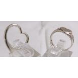 TWO SILVER RINGS. Silver heart ring plus one other silver ring