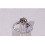 9CT SOLITAIRE RING. 9ct white gold 0.33ct diamond solitaire ring, size J/K