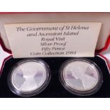TWO COINS. Two 1984 Royal visit St Helena and Ascension Islands 50p silver coins
