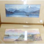 TWO WATERCOLOURS. Two Victorian lakeland scene watercolours, 12 x 30cm