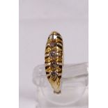 18CT ANTIQUE RING. 18ct gold five stone antique diamond ring, size M