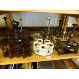 VINTAGE HOLDERS. Quantity of mixed vintage holders including wood and metal examples