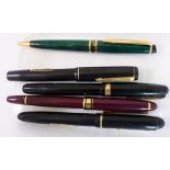 PENS. Five mixed pens including Watermans, some with gold nibs