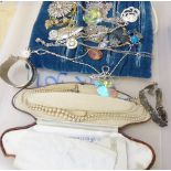 COSTUME JEWELLERY. Tray of mixed costume jewellery including simulated pearls with sterling silver