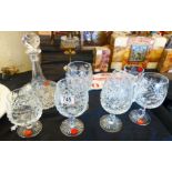 WINDSOR CRYSTAL. Eight pieces of Windsor cut crystal including ships decanter