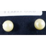 9CT AND PEARL EARRINGS. Pair of 9ct gold and synthetic pearl earrings