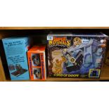 BOXED GAMES. Boxed Tomb Of Doom play set, electric Battleship game plus one other