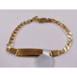 9CT CHILDS ID BRACELET. 9ct gold solid childs ID bracelet